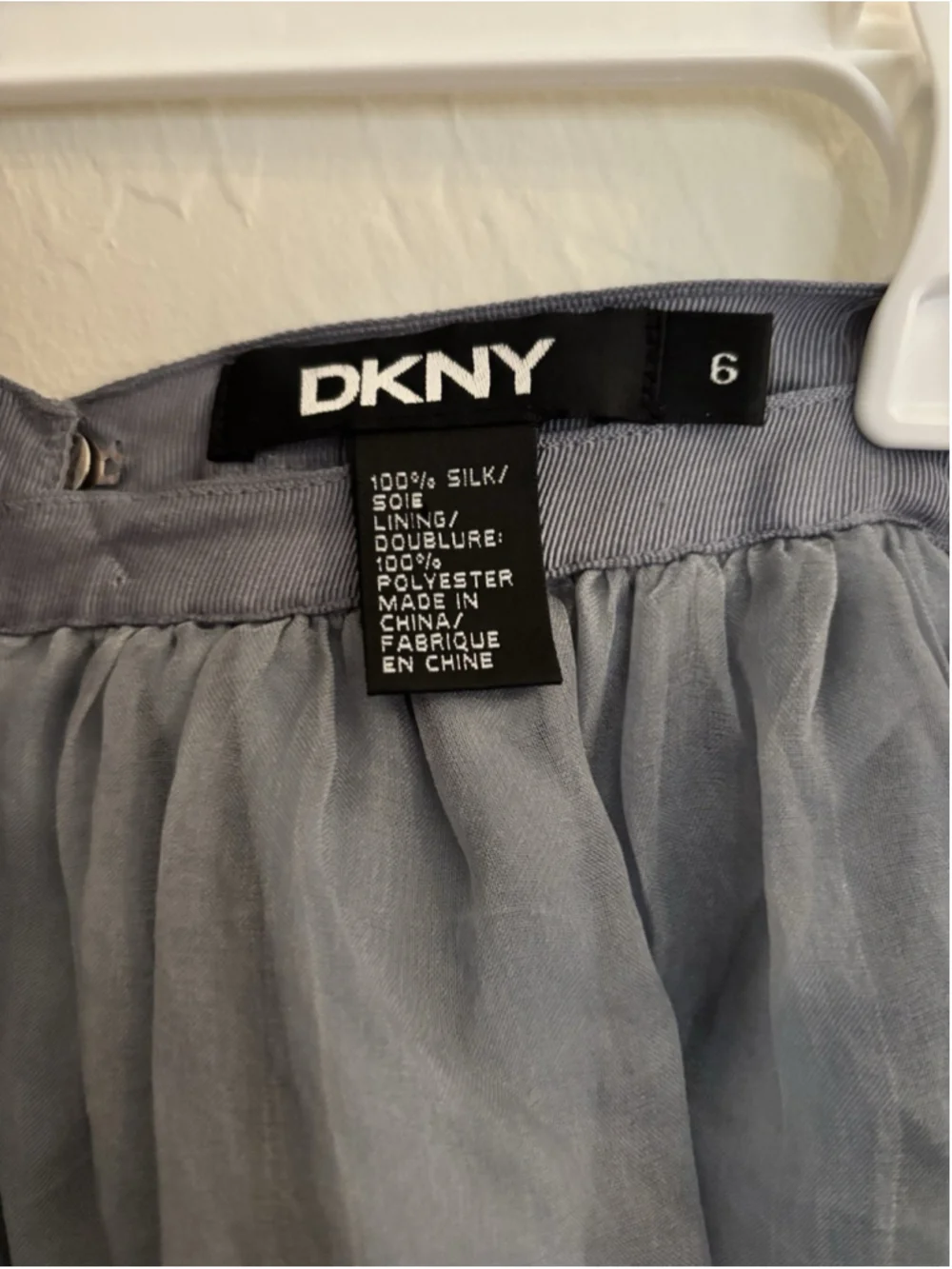 VTG DKNY Minimalist Silk Maxi Skirt Sz 6 Dusty Blue Romantic Ethereal Broomstick